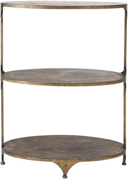 CREATIVE COLLECTION barbord - messing metal, m. 2 hylder, oval